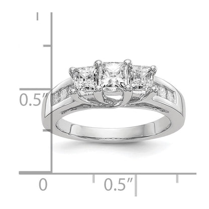 Verlobungsring aus 14K Weißgold mit 3 simulierten Diamanten