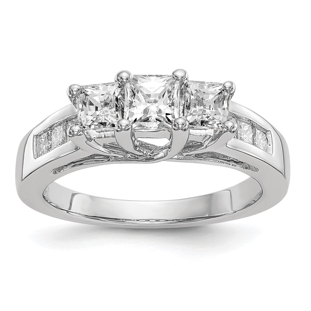 Verlobungsring aus 14K Weißgold mit 3 simulierten Diamanten