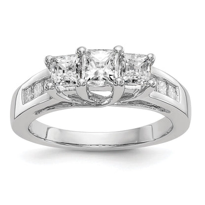 Verlobungsring aus 14K Weißgold mit 3 simulierten Diamanten