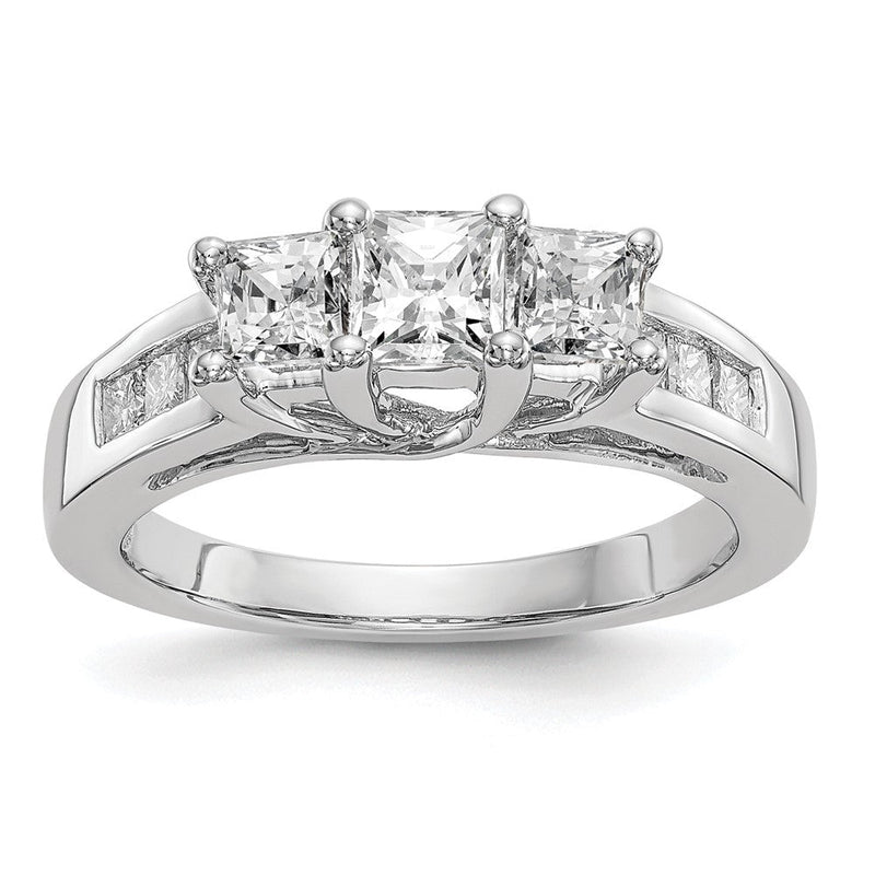 Verlobungsring aus 14K Weißgold mit 3 simulierten Diamanten