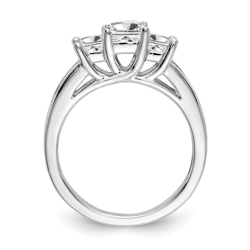 14K Weißgold Dreistein-Verlobungsring mit simulierten Diamanten