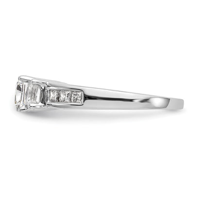 14K Weißgold Dreistein-Verlobungsring mit simulierten Diamanten