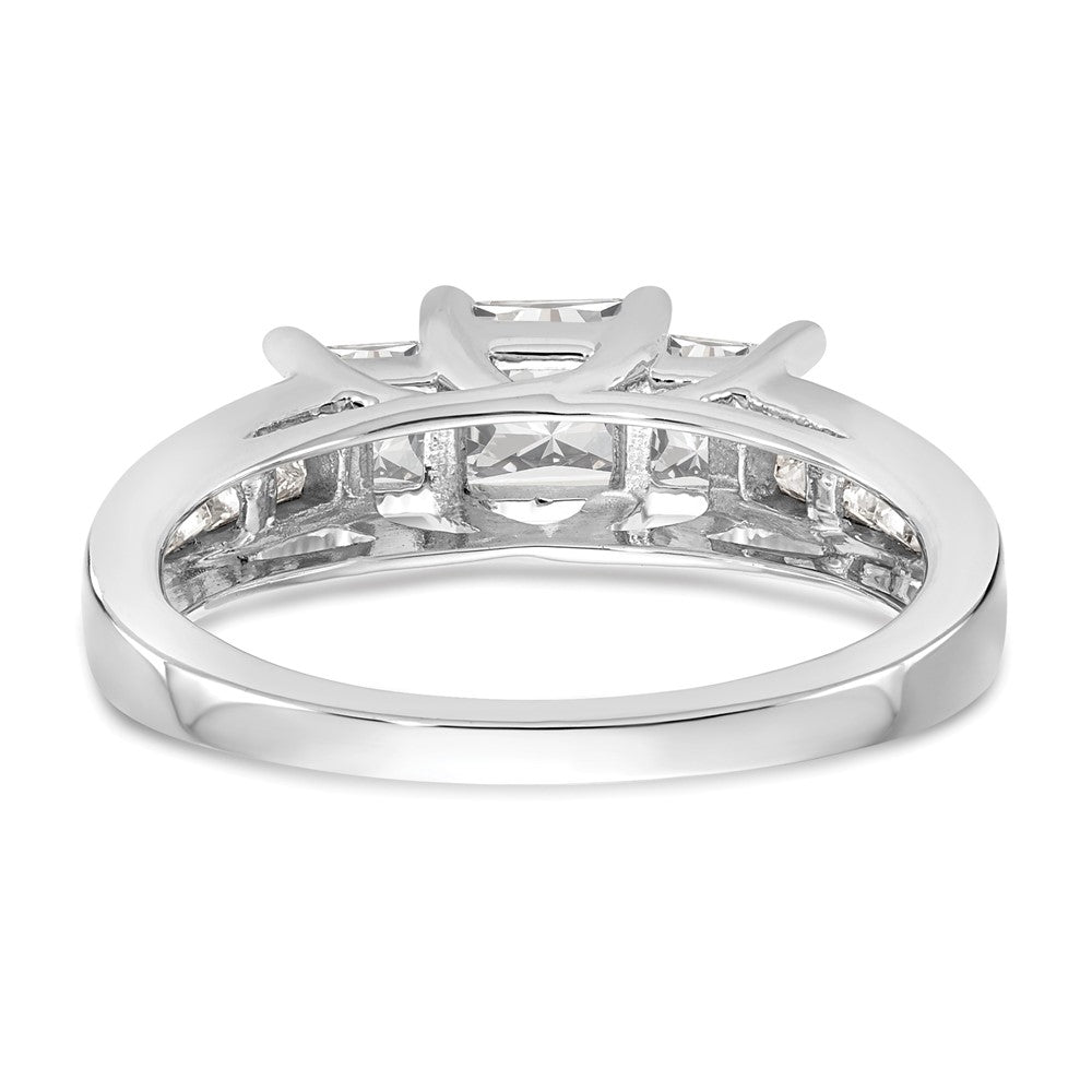 14K Weißgold Dreistein-Verlobungsring mit simulierten Diamanten