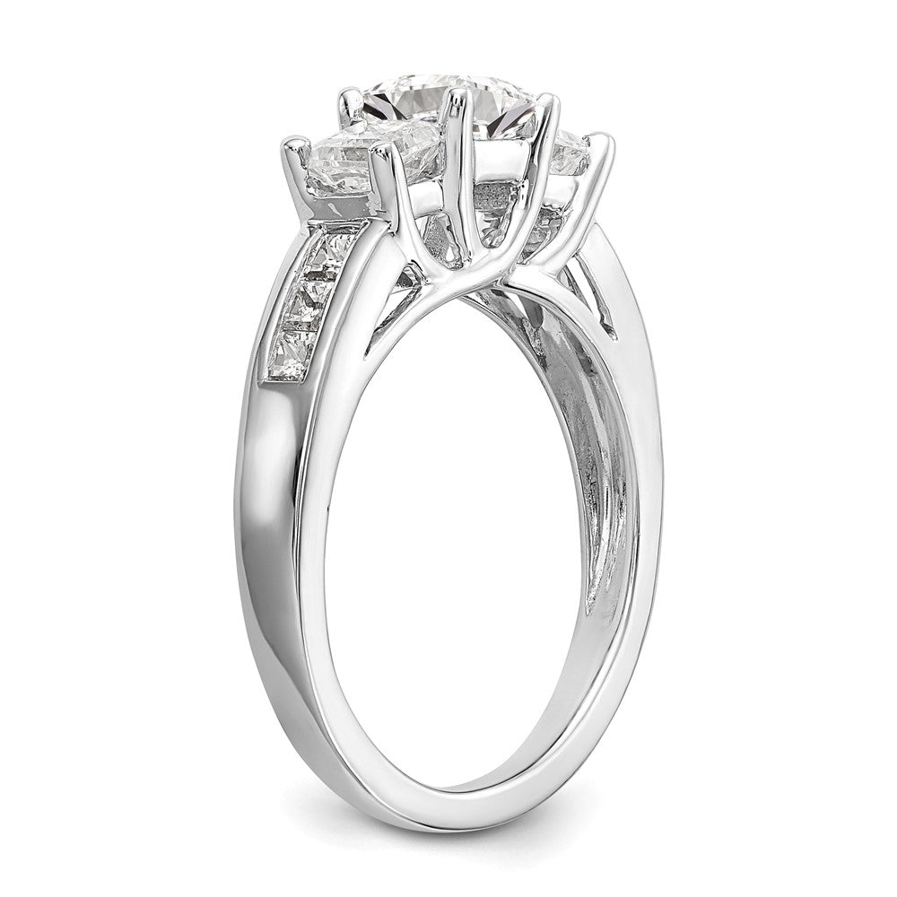 14K Weißgold Dreistein-Verlobungsring mit simulierten Diamanten
