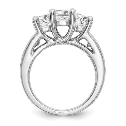 14K Weißgold Verlobungsring mit 3 simulierten Diamanten