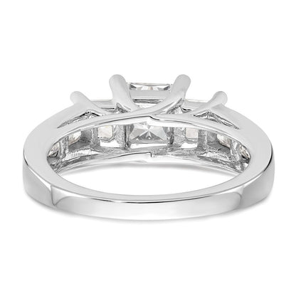 14K Weißgold Verlobungsring mit 3 simulierten Diamanten