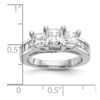 14K Weißgold Verlobungsring mit 3 simulierten Diamanten