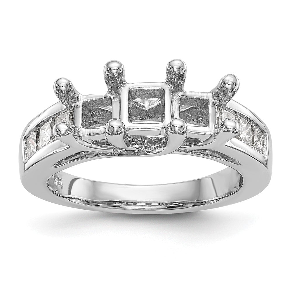14K Weißgold Verlobungsring mit 3 simulierten Diamanten
