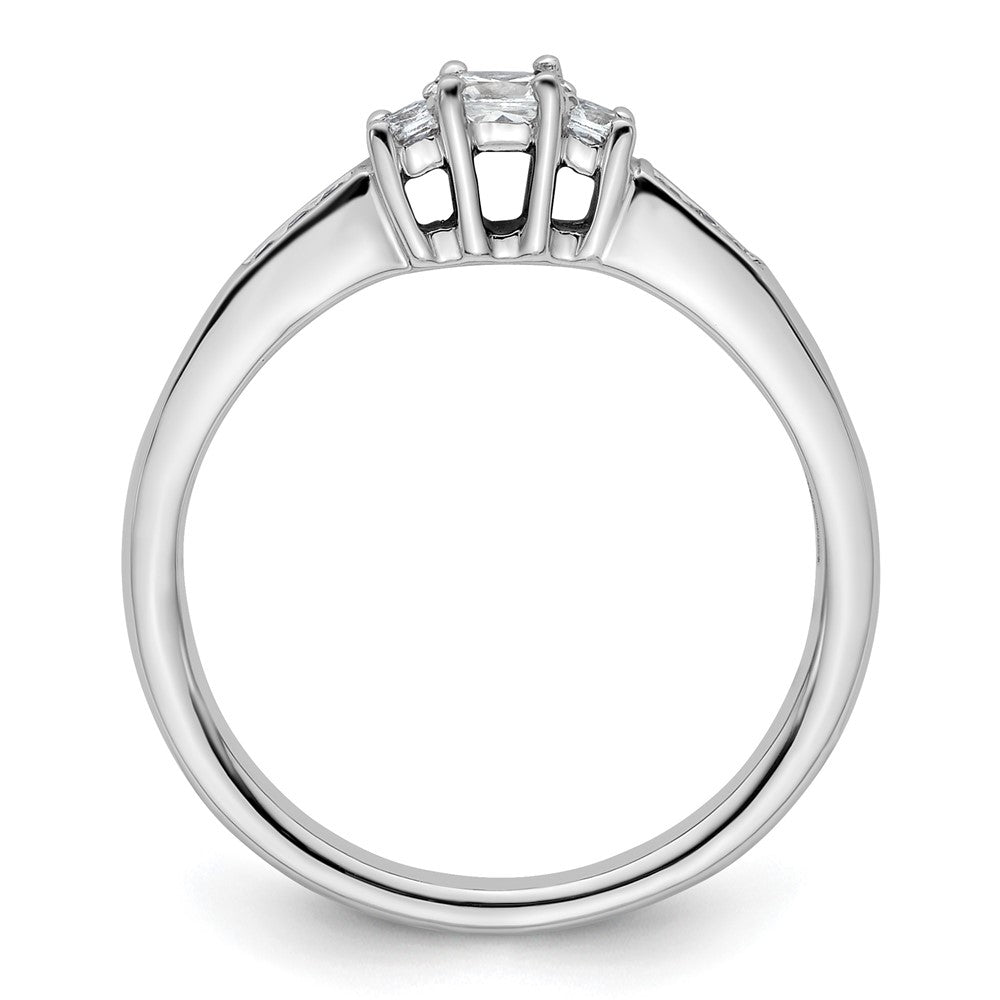 14K Weißgold Verlobungsring mit 3 simulierten Diamanten