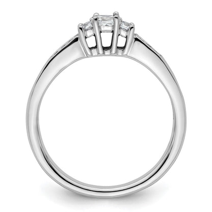 14K Weißgold Verlobungsring mit 3 simulierten Diamanten