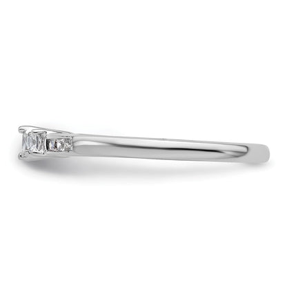 14K Weißgold Verlobungsring mit 3 simulierten Diamanten