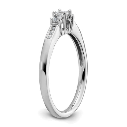 14K Weißgold Verlobungsring mit 3 simulierten Diamanten