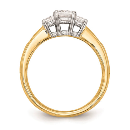 14K Bicolor Verlobungsring mit Zirkonia, Dreistein