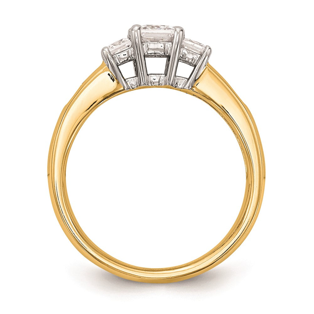 14K Bicolor Verlobungsring mit Zirkonia im Dreistein-Design