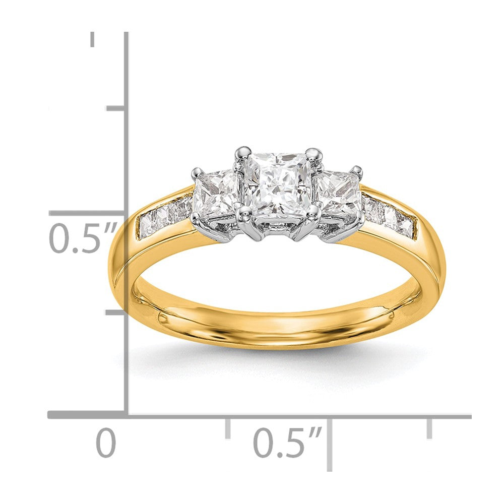 14K Bicolor Verlobungsring mit Zirkonia im Dreistein-Design