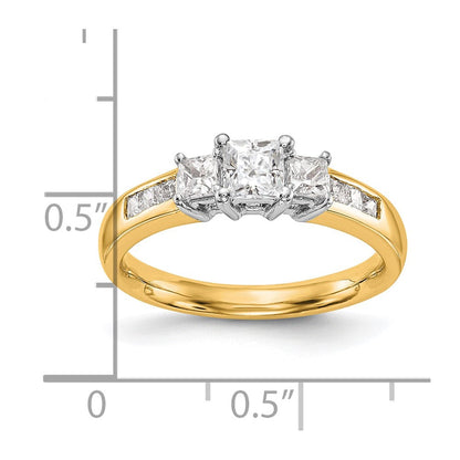 14K Bicolor Verlobungsring mit Zirkonia im Dreistein-Design