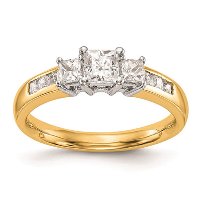 14K Bicolor Verlobungsring mit Zirkonia, Dreistein