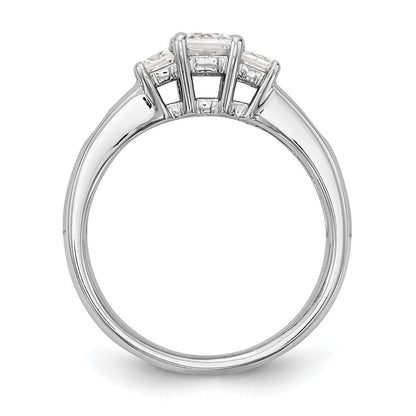 14K Weißgold Verlobungsring mit 3 simulierten Diamanten