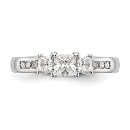 14K Weißgold Verlobungsring mit 3 simulierten Diamanten