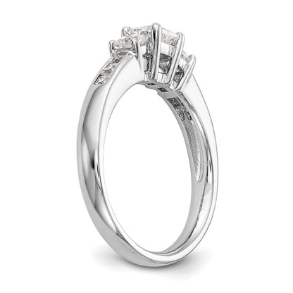 14K Weißgold Verlobungsring mit 3 simulierten Diamanten