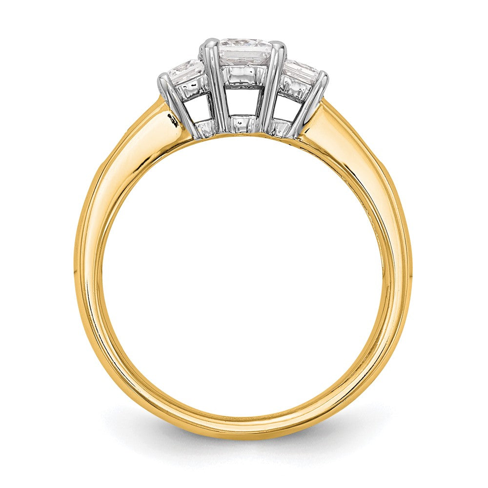 14K Bicolor Dreistein-Verlobungsring mit Zirkonia