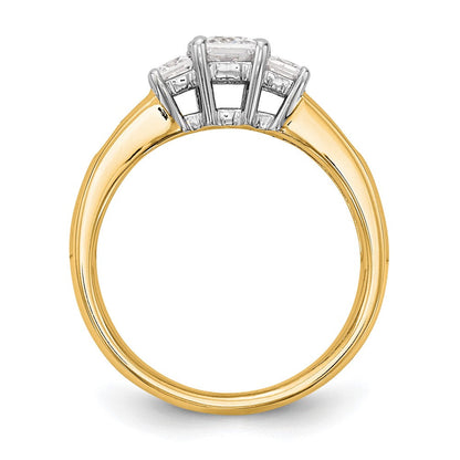 14K Bicolor Dreistein-Verlobungsring mit Zirkonia