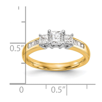14K Bicolor Dreistein-Verlobungsring mit Zirkonia