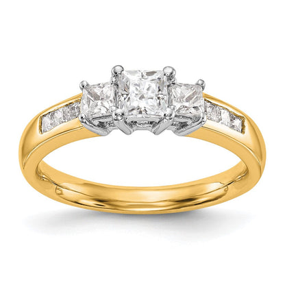 14K Bicolor Dreistein-Verlobungsring mit Zirkonia