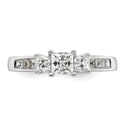14K Weißgold Verlobungsring mit 3 simulierten Diamanten