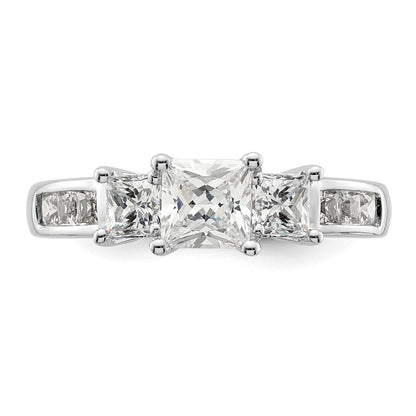 Verlobungsring aus 14K Weißgold mit 3 simulierten Diamanten