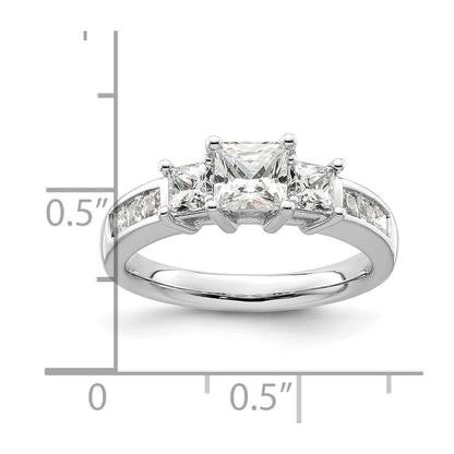 Verlobungsring aus 14K Weißgold mit 3 simulierten Diamanten