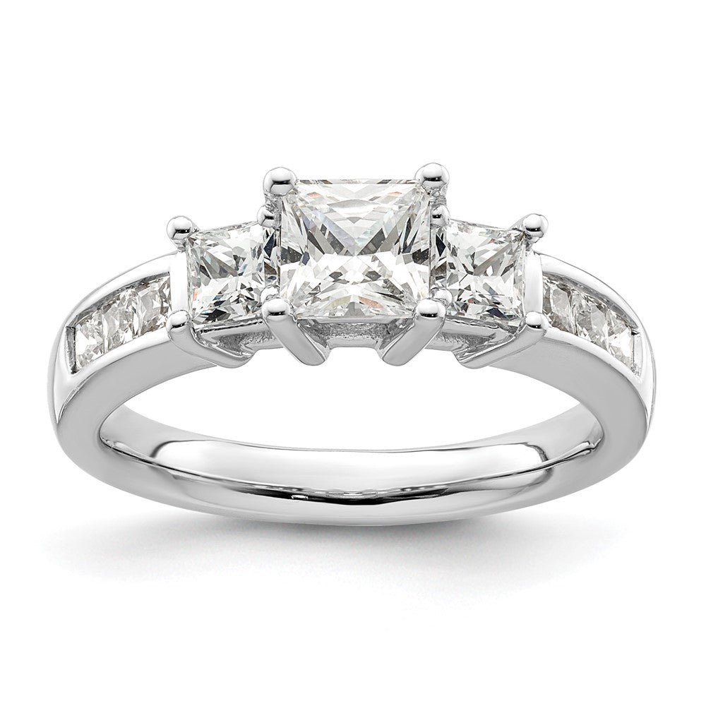 Verlobungsring aus 14K Weißgold mit 3 simulierten Diamanten