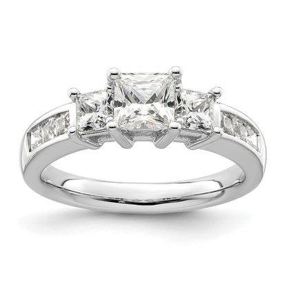 Verlobungsring aus 14K Weißgold mit 3 simulierten Diamanten