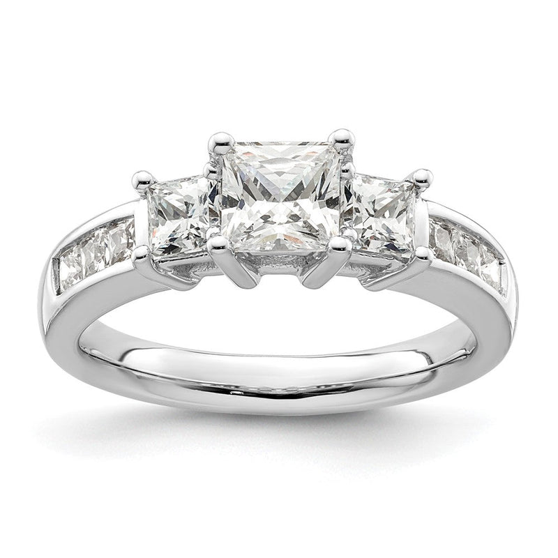 Verlobungsring aus 14K Weißgold mit 3 simulierten Diamanten