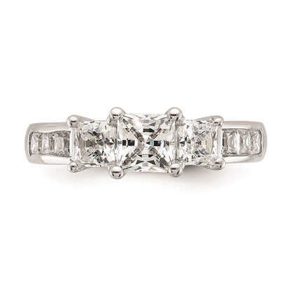 14K Weißgold Verlobungsring mit 3 simulierten Diamanten