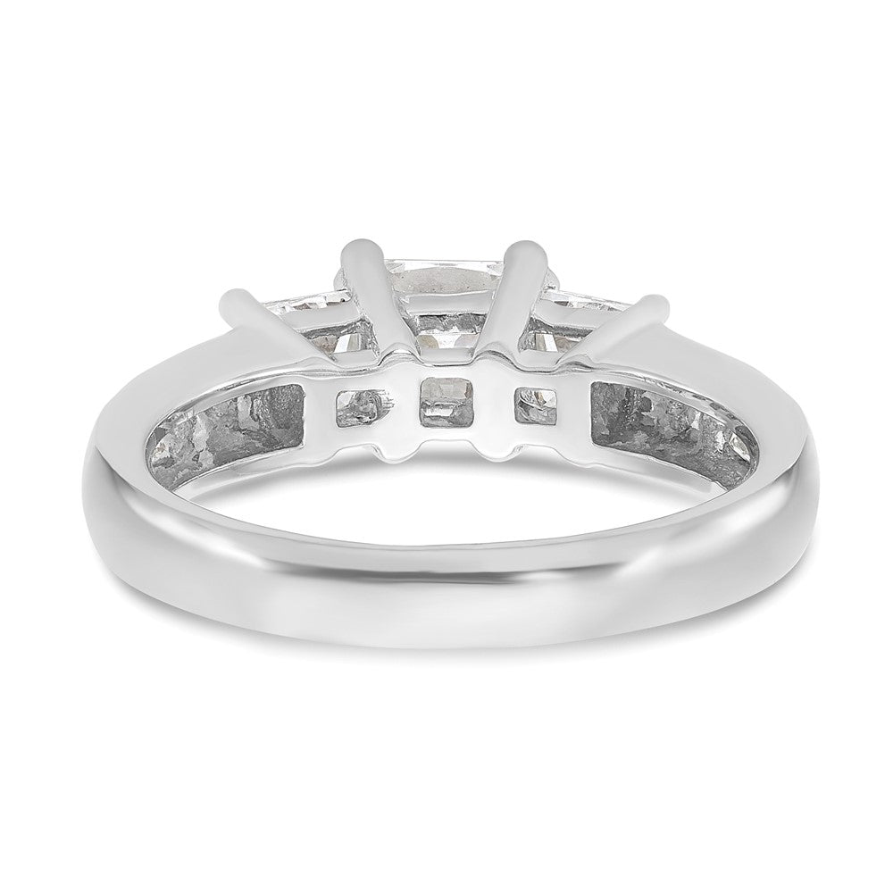 14K Weißgold Verlobungsring mit 3 simulierten Diamanten