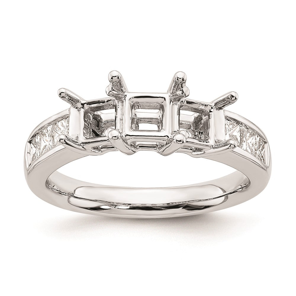 14K Weißgold Verlobungsring mit 3 simulierten Diamanten