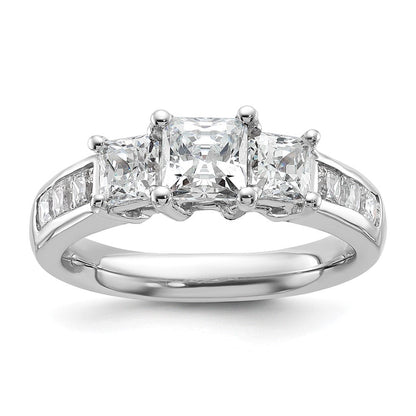 14K Weißgold Verlobungsring mit 3 simulierten Diamanten