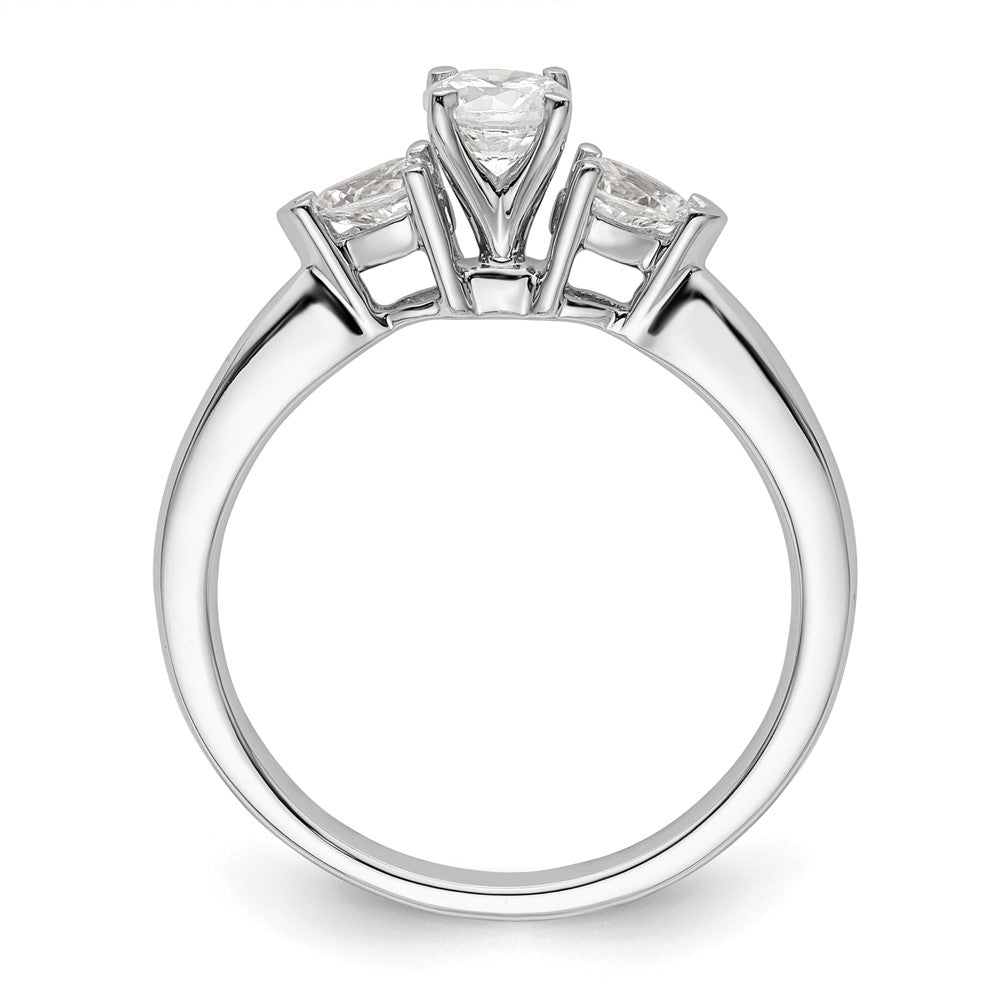 14K Weißgold 3 Stein Stift Set Mittig Tropfen Diamant Halbfassung Verlobungsring