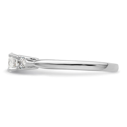 14K Weißgold 3 Stein Stift Set Mittig Tropfen Diamant Halbfassung Verlobungsring