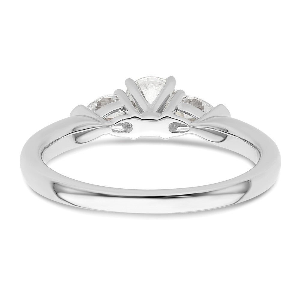 14K Weißgold 3 Stein Stift Set Mittig Tropfen Diamant Halbfassung Verlobungsring