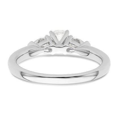 14K Weißgold 3 Stein Stift Set Mittig Tropfen Diamant Halbfassung Verlobungsring