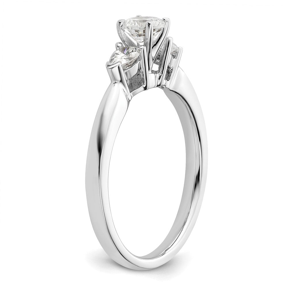14K Weißgold 3 Stein Stift Set Mittig Tropfen Diamant Halbfassung Verlobungsring