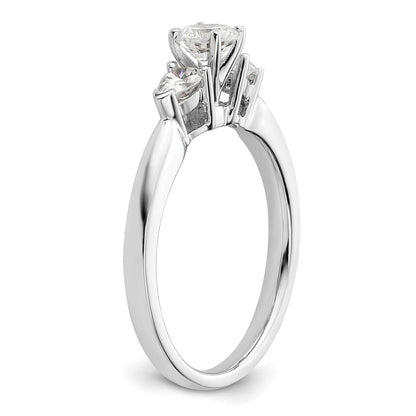 14K Weißgold 3 Stein Stift Set Mittig Tropfen Diamant Halbfassung Verlobungsring
