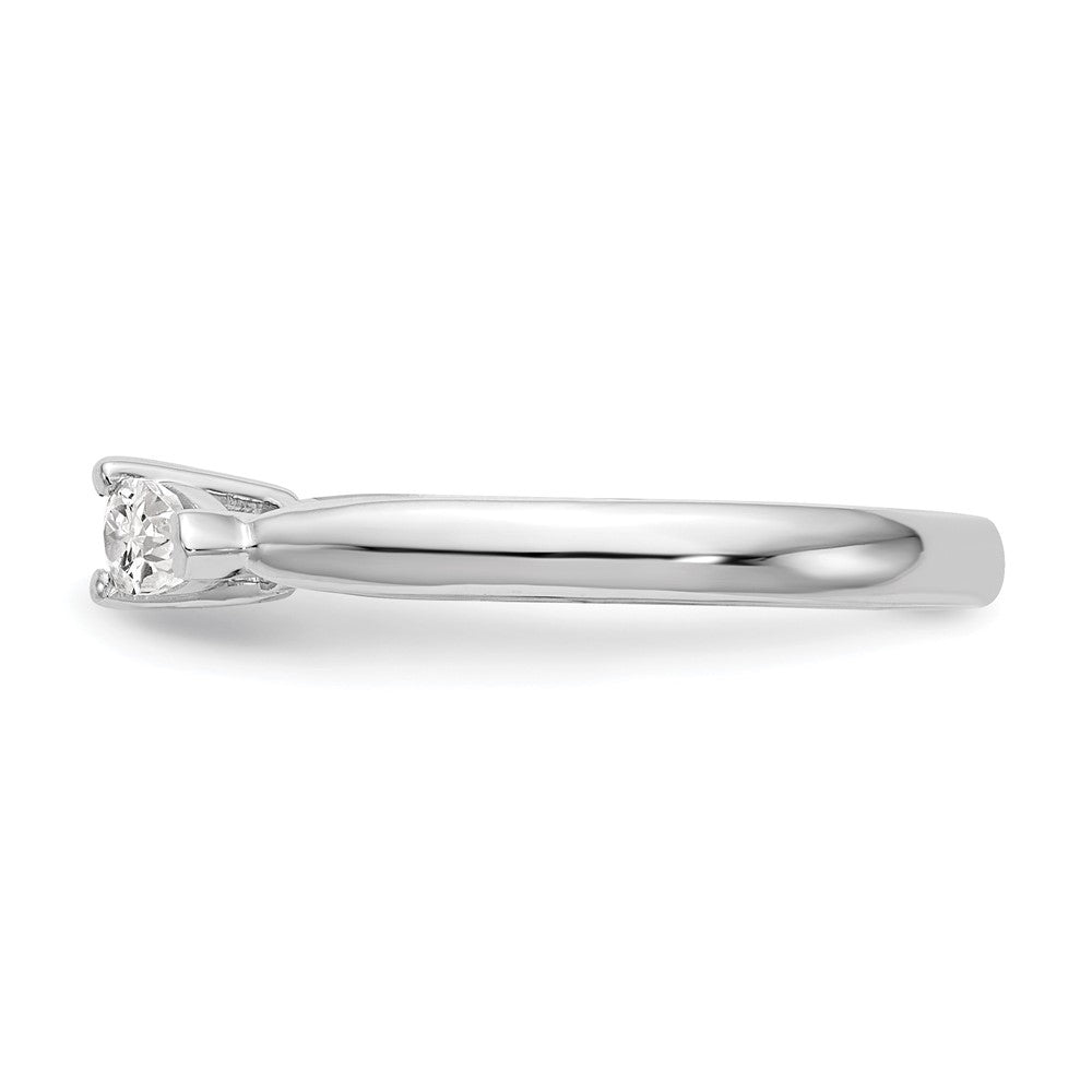 14K Weißgold Verlobungsring mit 3 simulierten Diamanten in Krappenfassung
