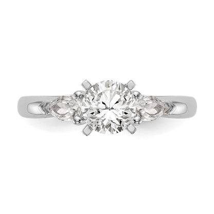14K Weißgold Verlobungsring mit 3 simulierten Diamanten in Krappenfassung