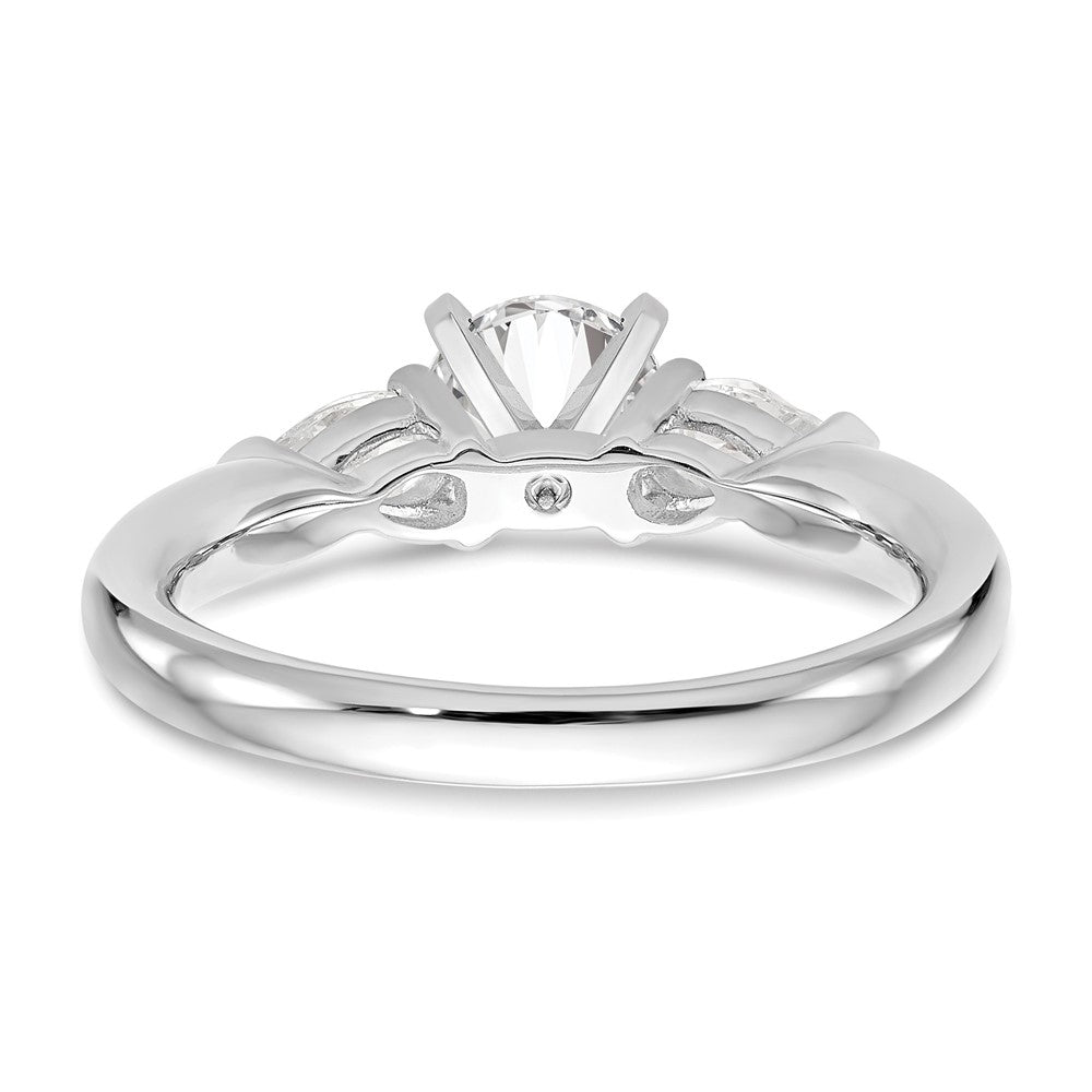 14K Weißgold Verlobungsring mit 3 simulierten Diamanten in Krappenfassung