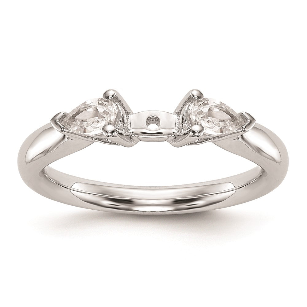 14K Weißgold Verlobungsring mit 3 simulierten Diamanten in Krappenfassung