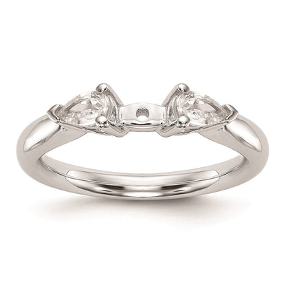 14K Weißgold Verlobungsring mit 3 simulierten Diamanten in Krappenfassung