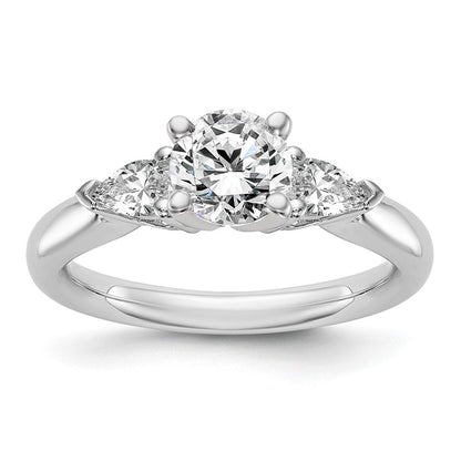 14K Weißgold Verlobungsring mit 3 simulierten Diamanten in Krappenfassung